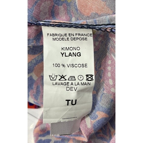 Fidealis Ema Blue Floral Kimono Ylang Made in France Womens OSFM Fairy Grunge - Picture 10 of 11